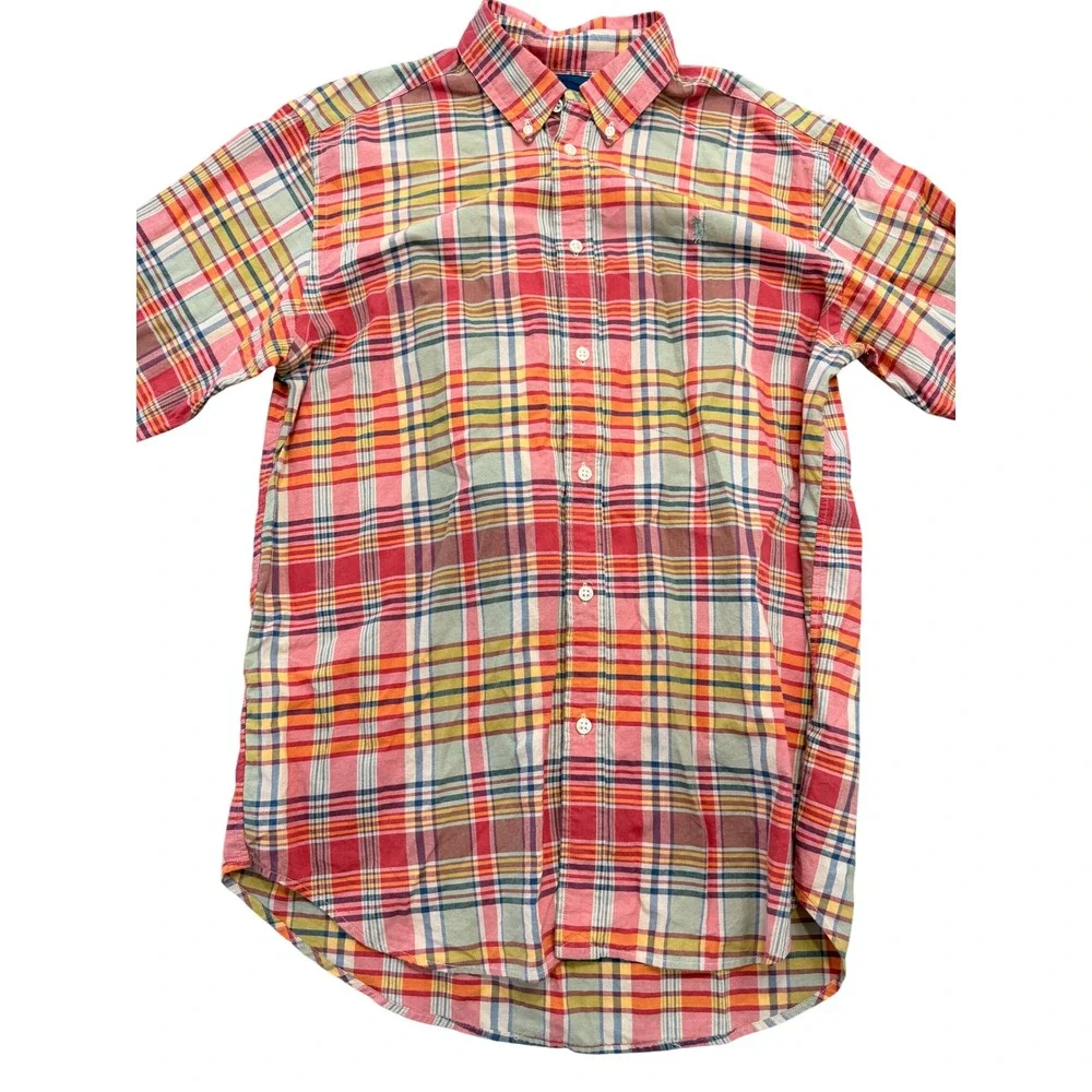 Ralph Lauren Plaid Button Down Shirt Kids XL 18-20 Multicolor Long Sleeve Pony
